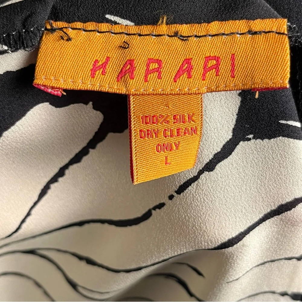 Harari 100% Silk Abstract Print Open Front Jacket / Cardigan Kimono – Size L - Picture 10 of 10